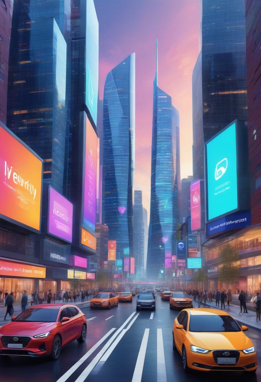 A digital landscape representing an online insurance marketplace, featuring a diverse group of people interacting with virtual insurance options, surrounded by vivid icons of coverage types like health, auto, and home. Bright screens display easy navigation and comparison graphs, embodying user-friendly technology. The background includes a futuristic city symbolizing security and innovation. vibrant colors. 3D.